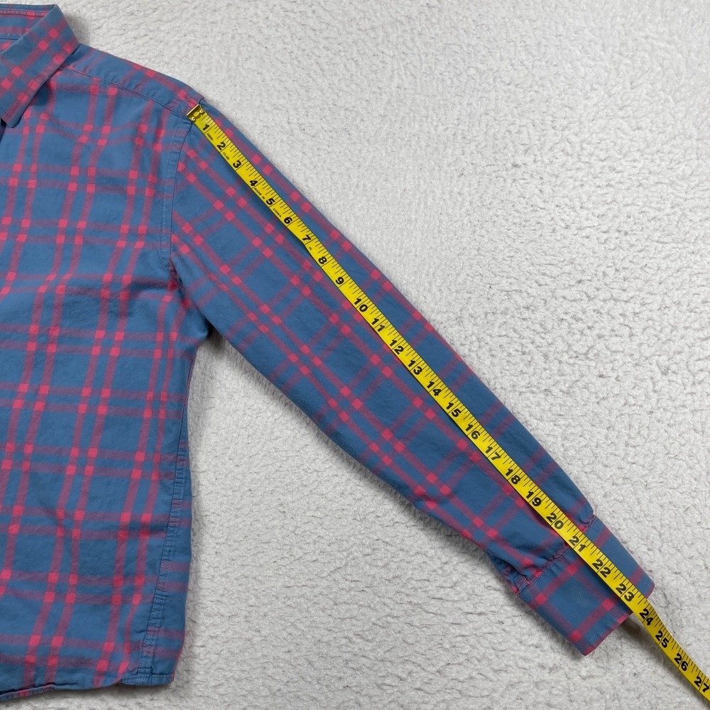 UNTUCKit Shirt Mens Small Blue Pink Plaid Flannel Cotton Button Down Long Sleeve - Picture 7 of 11